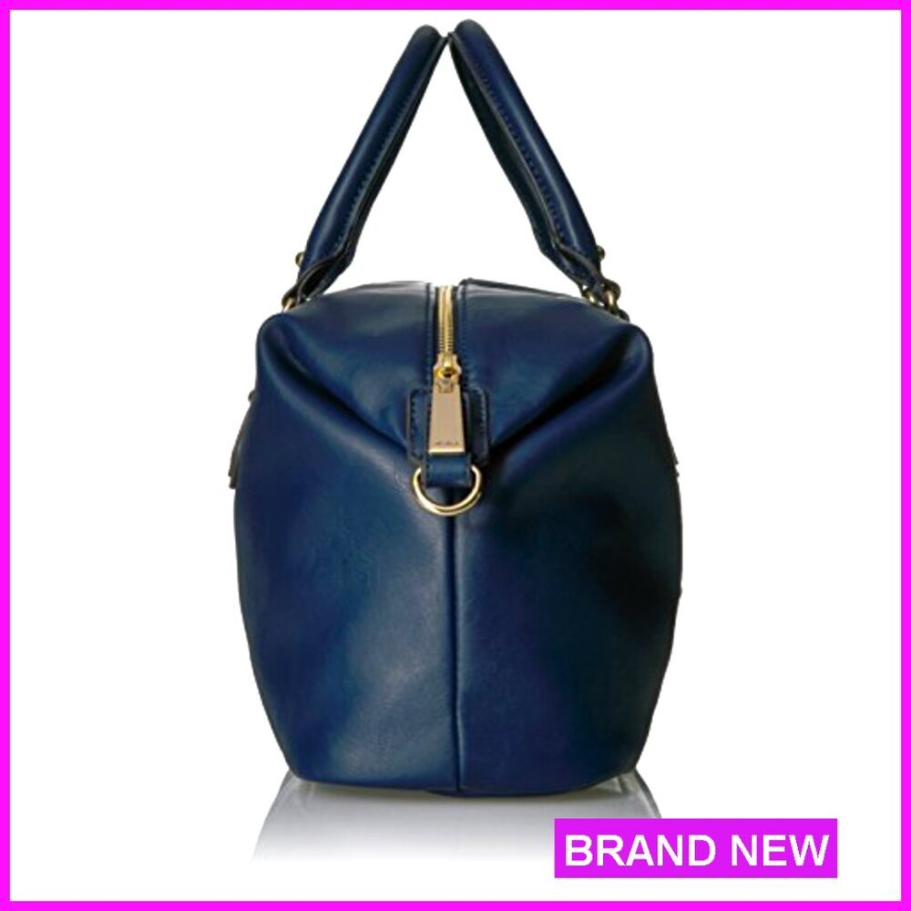 Adjustable Vegan Leather Crossbody Satchel with Top Handles, Lightweight Travel - Picture 4 of 6